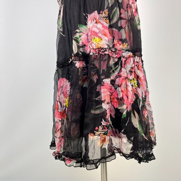 $365 NWOT Johnny Was Jade Silk Juliette Ruffle Tiered Floral Mini Dress Size S - Picture 7 of 13